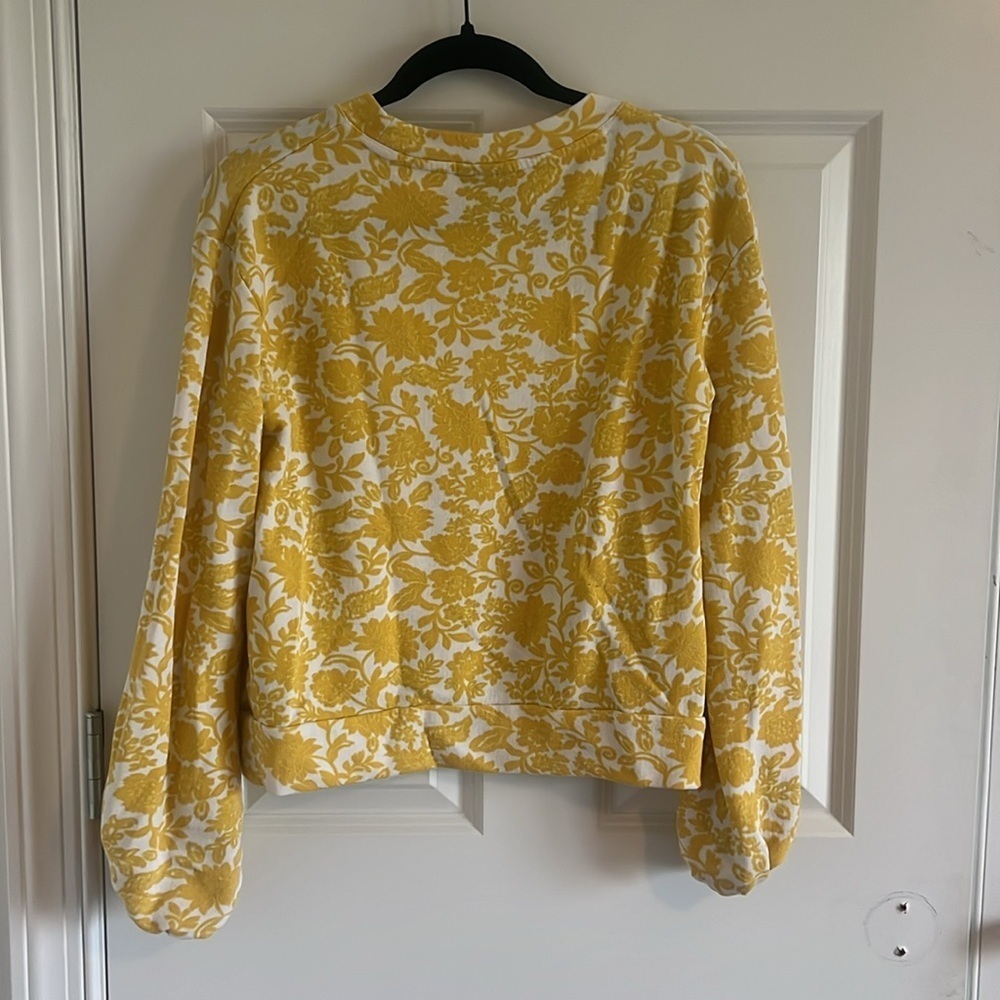 Who What Wear Sweatshirt Size XS Yellow & White Floral - Picture 5 of 7